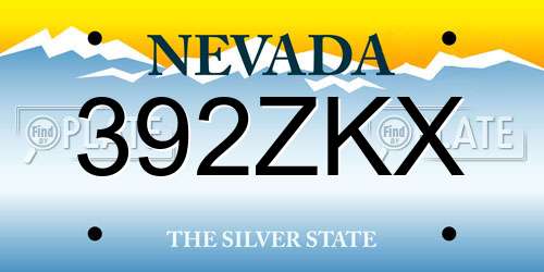 392ZKX Nevada License Plate