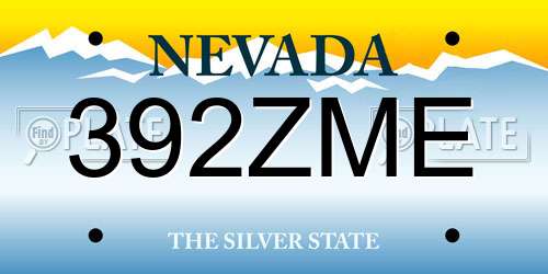 392ZME Nevada License Plate