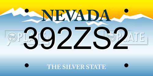 392ZS2 Nevada License Plate