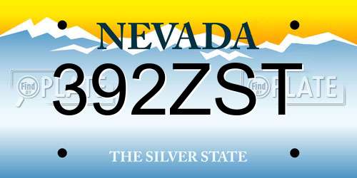 392ZST Nevada License Plate