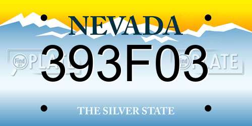 393F03 Nevada License Plate