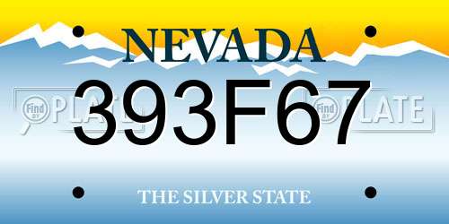 393F67 Nevada License Plate