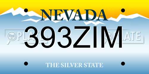 393ZIM Nevada License Plate