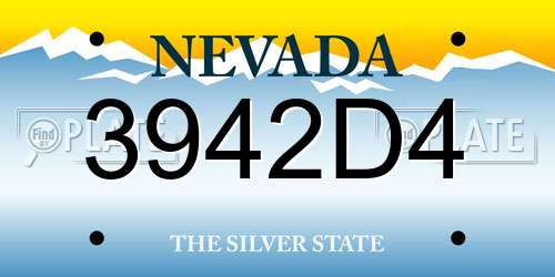 3942D4 Nevada License Plate