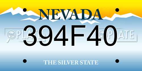 394F40 Nevada License Plate