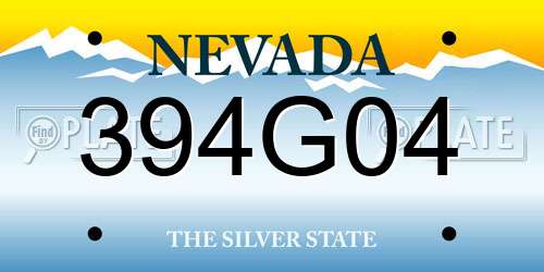 394G04 Nevada License Plate