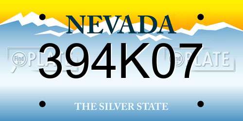 394K07 Nevada License Plate