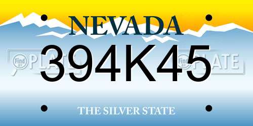 394K45 Nevada License Plate