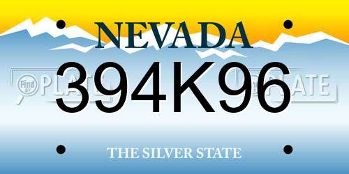 394K96 Nevada License Plate