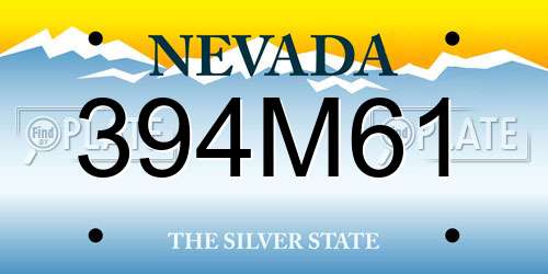 394M61 Nevada License Plate