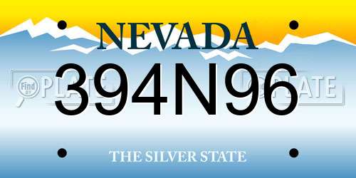 394N96 Nevada License Plate