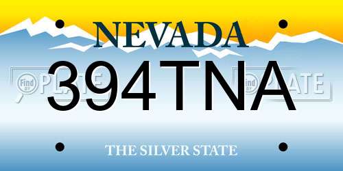 394TNA Nevada License Plate