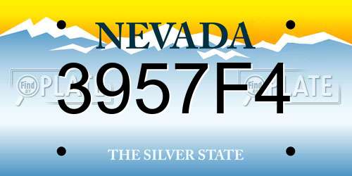 3957F4 Nevada License Plate