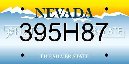 395H87 Nevada License Plate