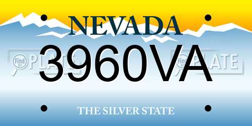 3960VA Nevada License Plate
