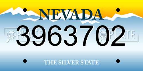 3963702 Nevada License Plate
