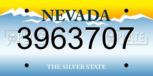 3963707 Nevada License Plate