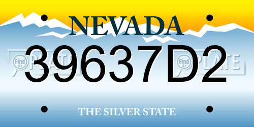 39637D2 Nevada License Plate