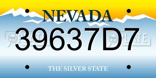 39637D7 Nevada License Plate