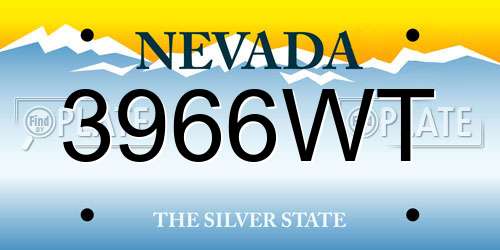 3966WT Nevada License Plate