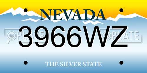 3966WZ Nevada License Plate