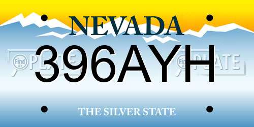 396AYH Nevada License Plate