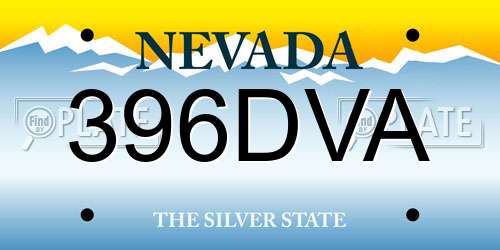 396DVA Nevada License Plate