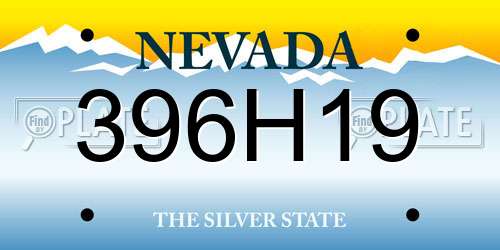 396H19 Nevada License Plate