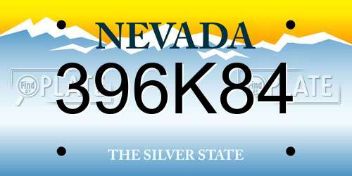 396K84 Nevada License Plate