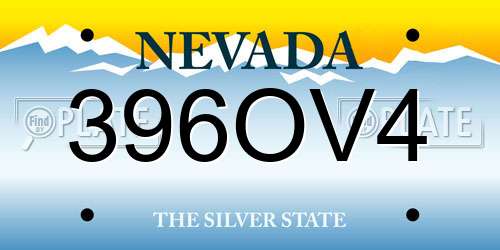 396OV4 Nevada License Plate