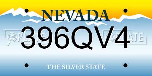 396QV4 Nevada License Plate
