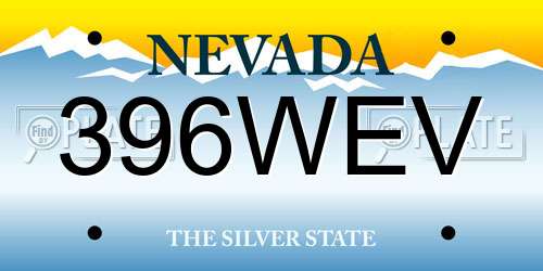 396WEV Nevada License Plate