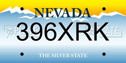 396XRK Nevada License Plate