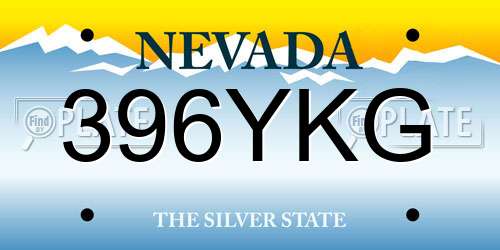 396YKG Nevada License Plate