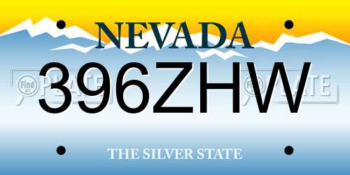 396ZHW Nevada License Plate