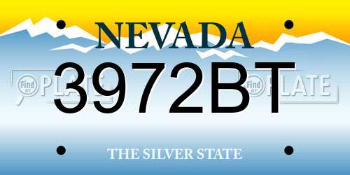 3972BT Nevada License Plate