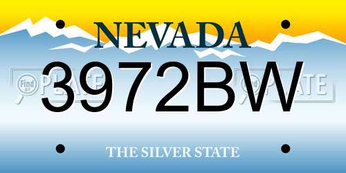 3972BW Nevada License Plate