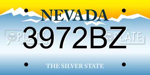 3972BZ Nevada License Plate