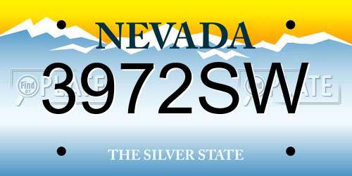 3972SW Nevada License Plate