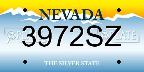 3972SZ Nevada License Plate