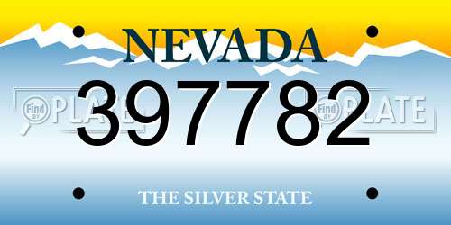397782 Nevada License Plate