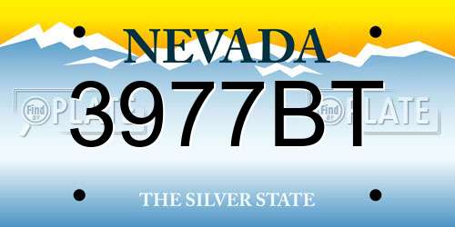3977BT Nevada License Plate