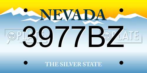 3977BZ Nevada License Plate