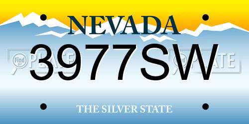 3977SW Nevada License Plate
