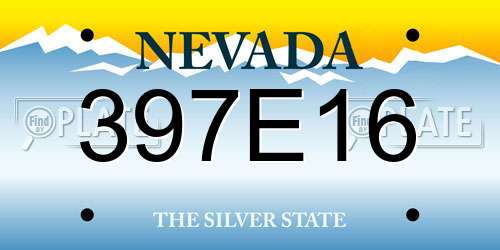 397E16 Nevada License Plate
