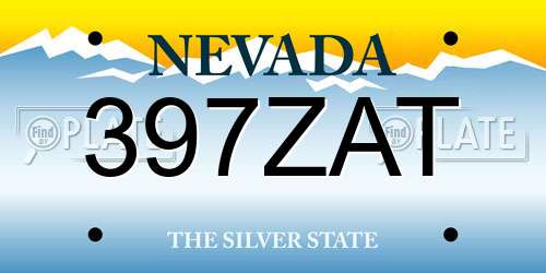 397ZAT Nevada License Plate