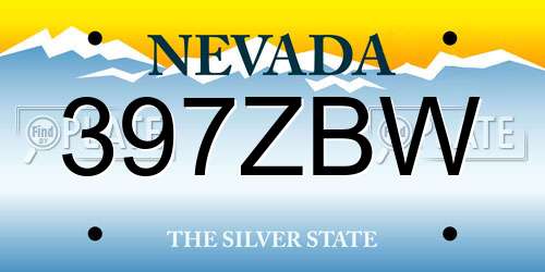 397ZBW Nevada License Plate