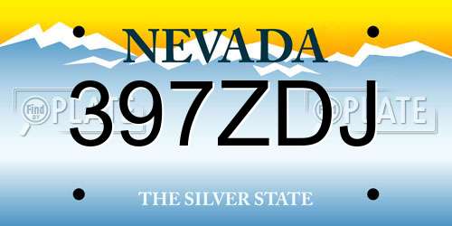 397ZDJ Nevada License Plate