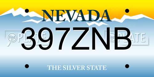 397ZNB Nevada License Plate