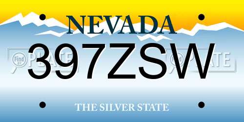 397ZSW Nevada License Plate